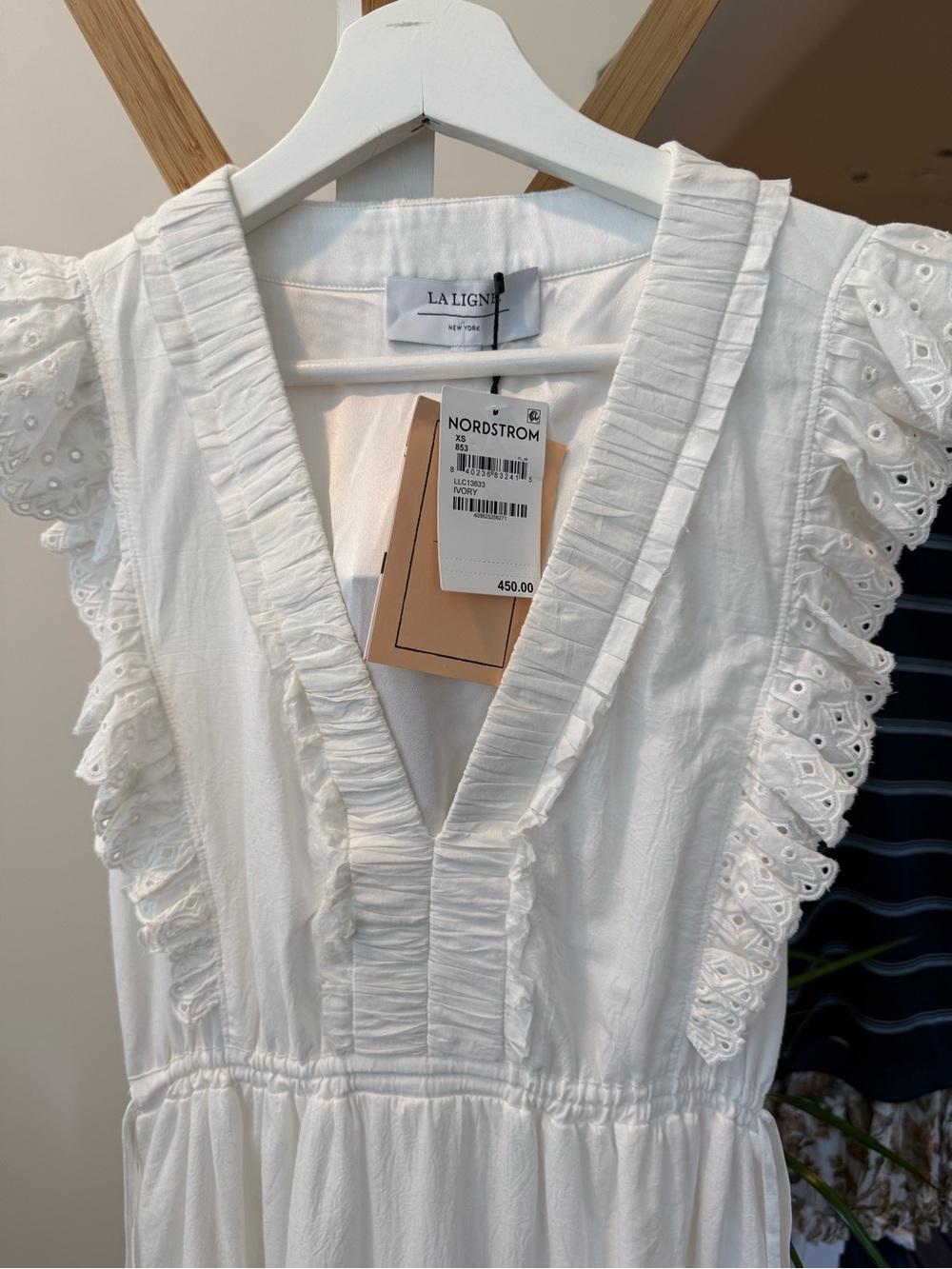 La Ligne White Eyelet Ruffle V-Neck Maxi Dress - Picture 2 of 7